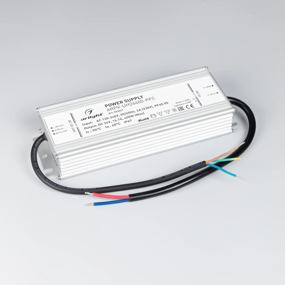 Блок питания ARPV-UH24400-PFC (24V, 16.7A, 400W) (Arlight, IP67 Металл, 7 лет) 023641