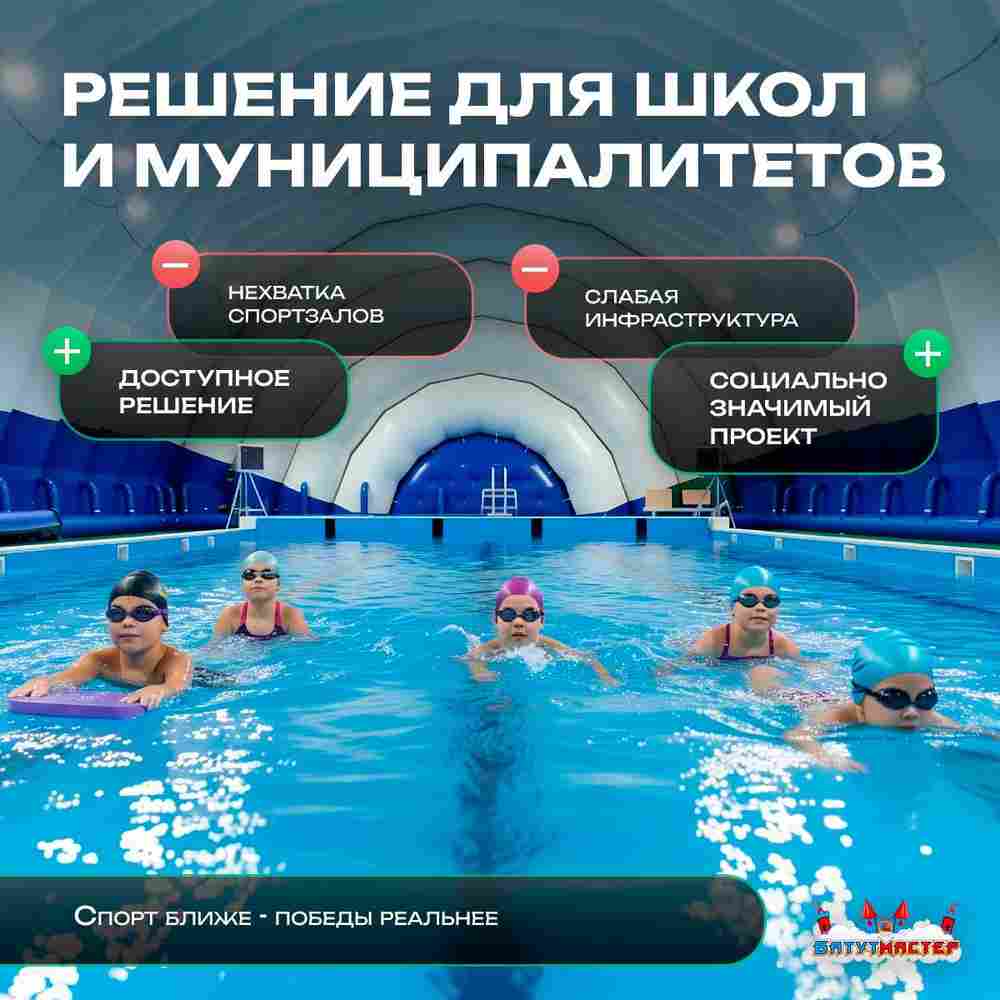 Ангар пневмокаркасный для спорта и мероприятий «Старт 2» 60х30х20  — из ПВХ, зелёный, с окнами