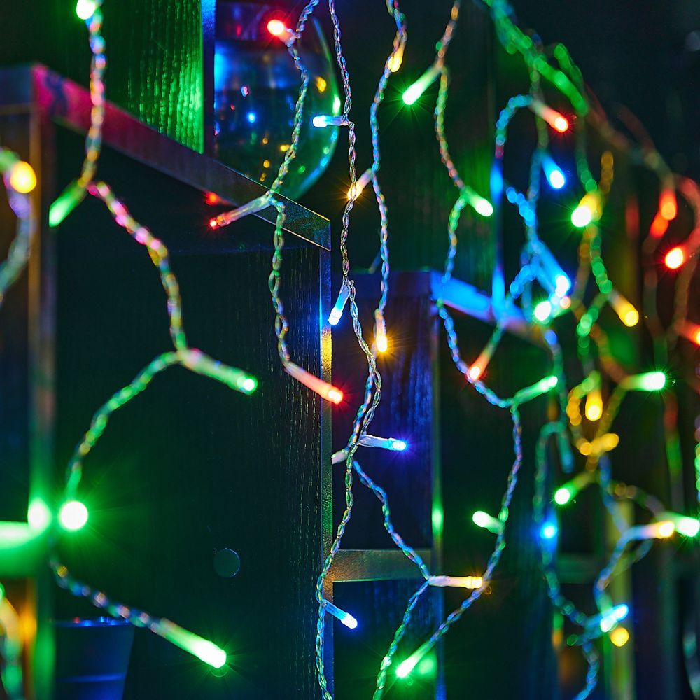 ULD-B25006-440-TTK MULTI IP44 Бахрома светодиодная с эффектом мерцания. 25м. Соединяемая. 440 светодиодов. Разноцветный свет. Провод прозрачный. ТМ Uniel