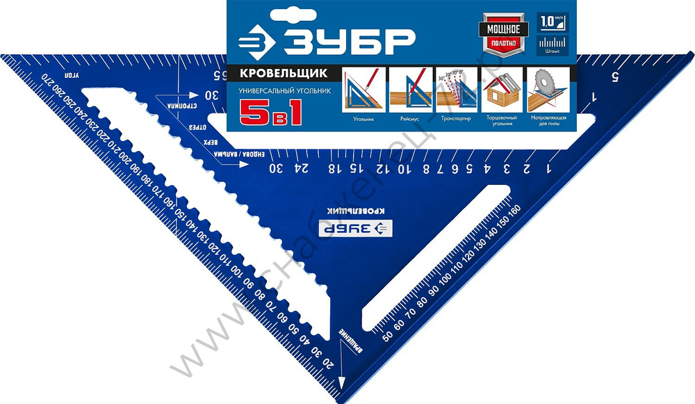ЗУБР Кровельщик, 300 мм, 5-в-1, универсальный кровельный угольник, Профессионал (34391-30)