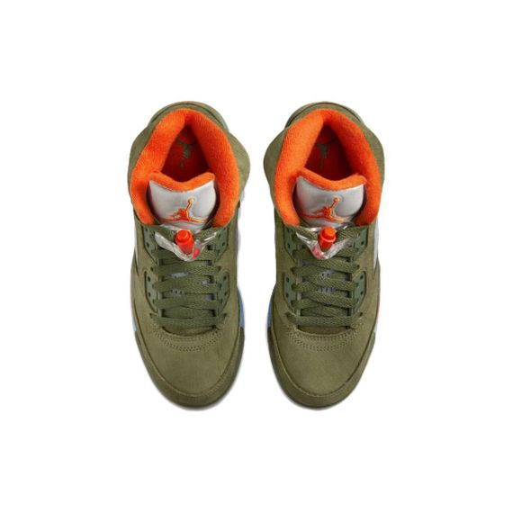 Иордания Эйр Джордан 5 Детских баскетбольных площадок с высокими потолками Армянский зеленый свет/Сольно-оранж-евый Юнисекс