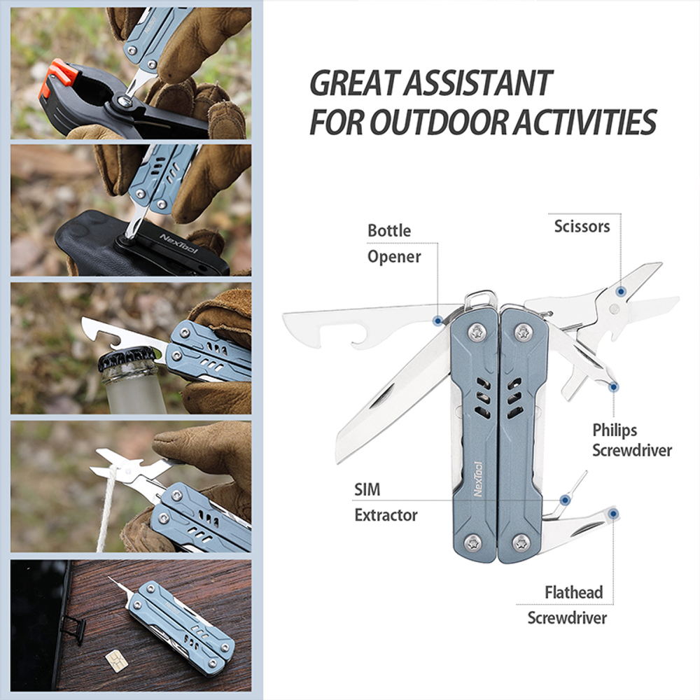 Мультитул Nextool Mini Sailor, серый, 10 функций (NE20156)