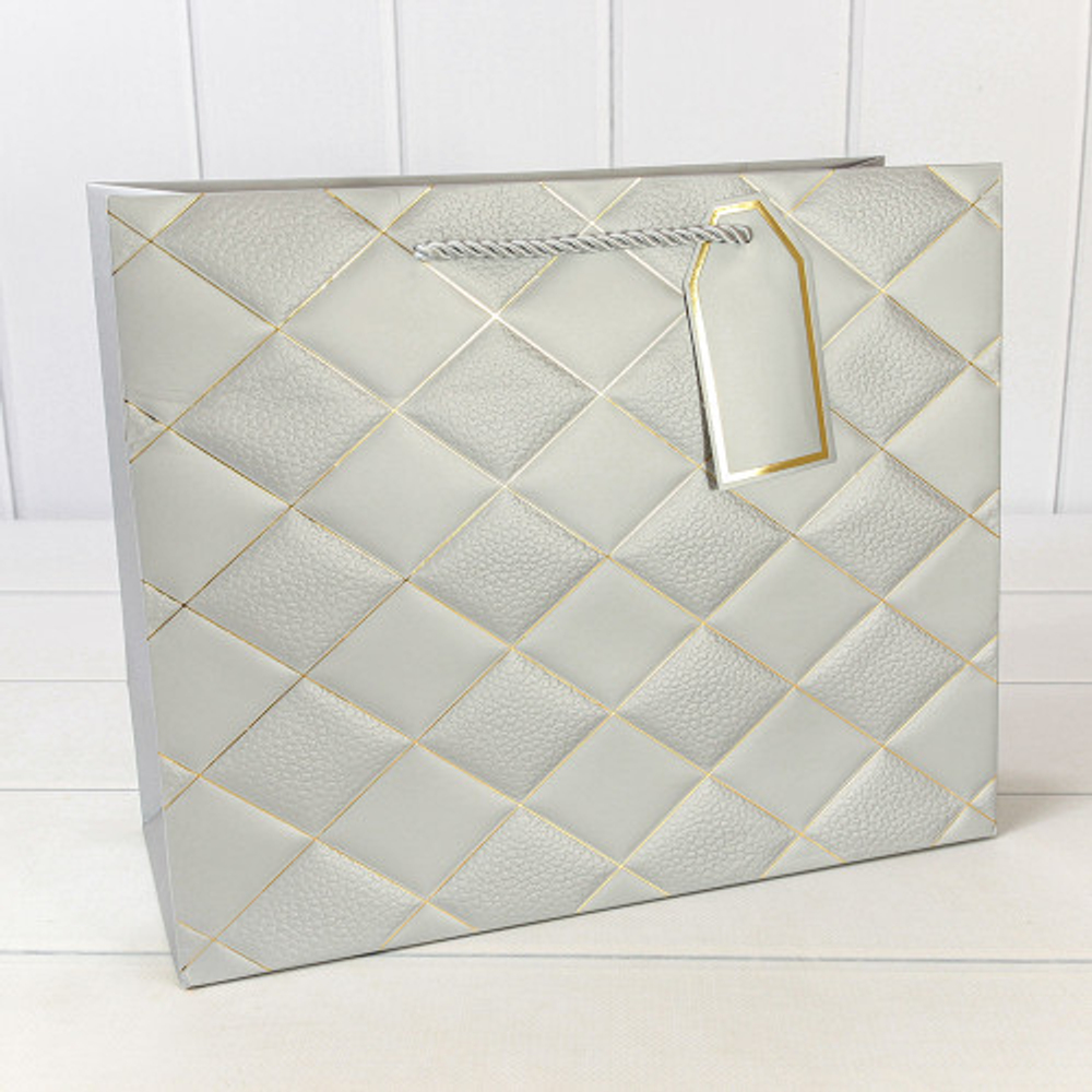 Пакет подарочный 32х26х13см "Ромбы" с тиснением (Микс)