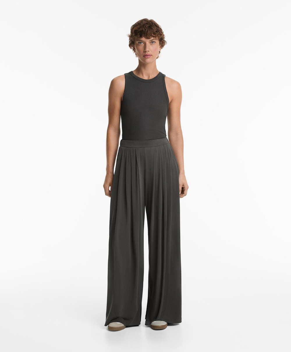 OYSHO Широкие брюки из смесовой модальной ткани, антрацитовый