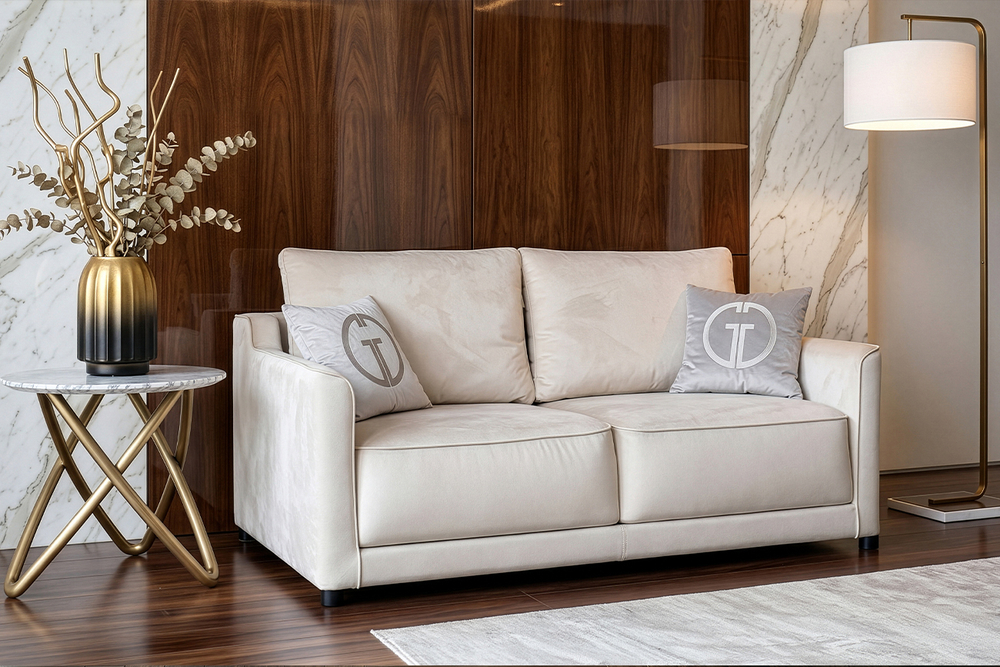 Диван Garda Decor Портофино (Portofino) 180 двухм раскл с кантом св-серый Colt030+Colt025