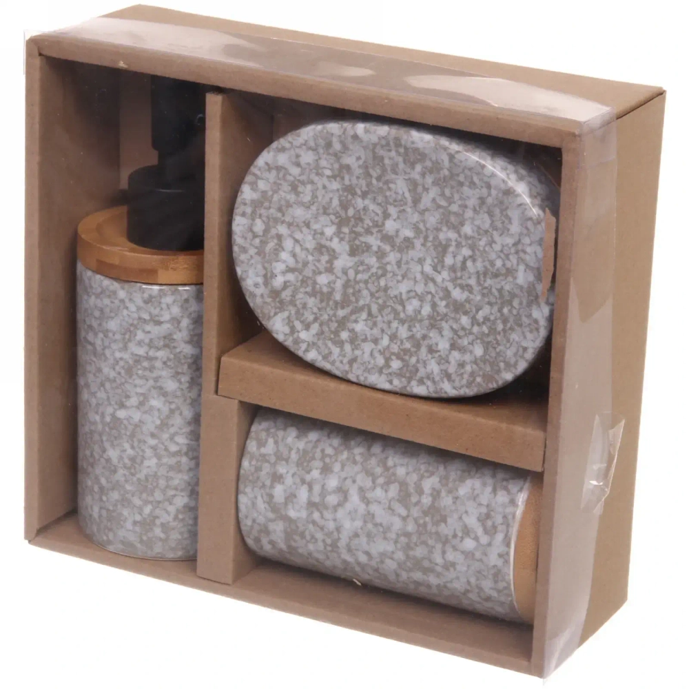 Набор для ванной из 3-х предметов керамический «Дюна» серый