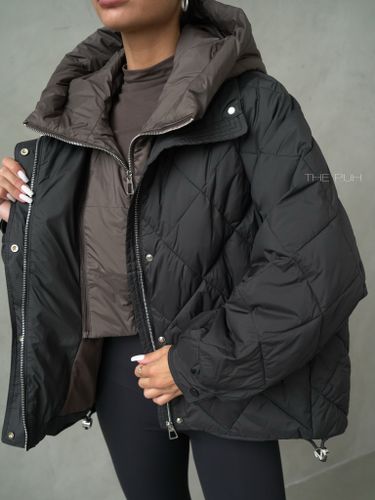 Черно-шоколадная куртка с манишкой