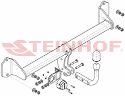 Фаркоп Steinhof B-080 для BMW X1 F48 2015-, BMW 2-Series Active Tourer F45 2014-, BMW 2-Series Gran Tourer F46 2015-(паспорт и сертификат в комплекте)(без электрики)