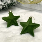 Набор ёлочных украшений VELOUR «Звезда» 8 см (набор 2 шт), Изумруд