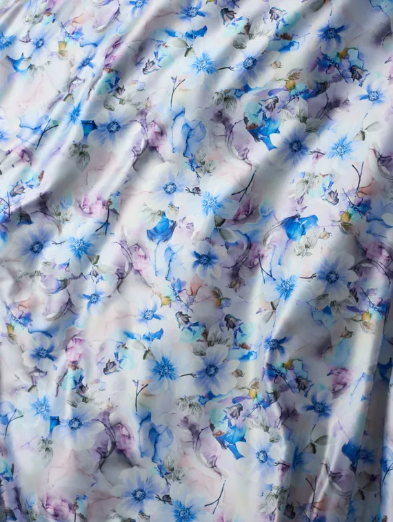 Атлас-стрейч бельевой оптом арт. 1007, Китай, принт цветы