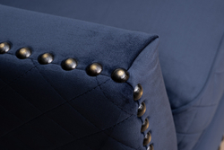 Диван-кушетка Garda Decor Sorrento правый велюровый темно-синий