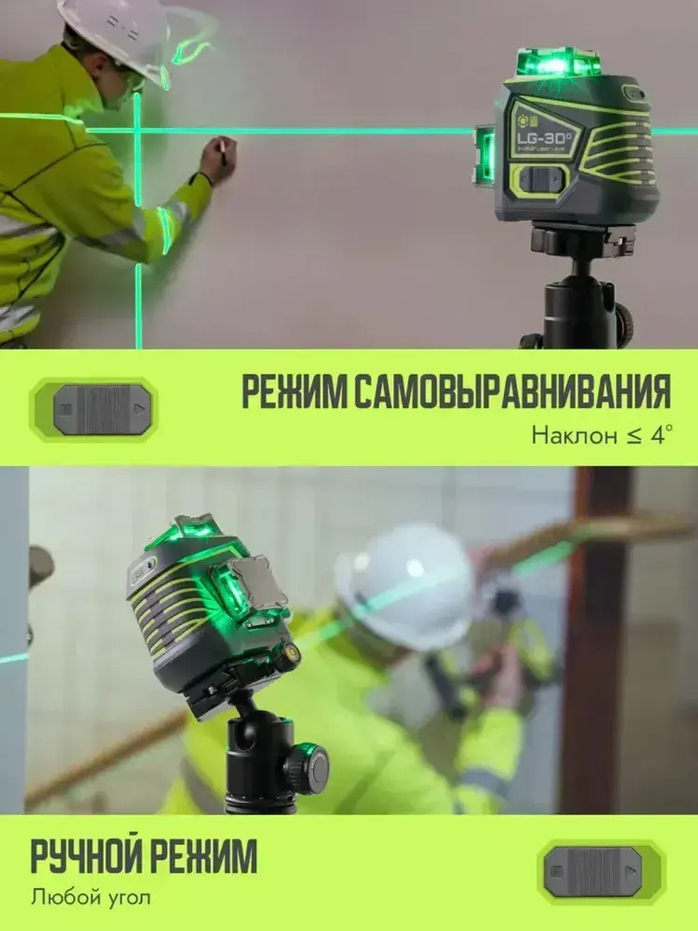 Профессиональный лазерный уровень 3D самовыравнивающийся с пультом 360 LASGOO LG-3Dx нивелир строительный инструмент