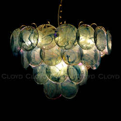 Люстра Cloyd LINZE-B C13 / Ø60 см - латунь - голубое стекло (арт.11675)