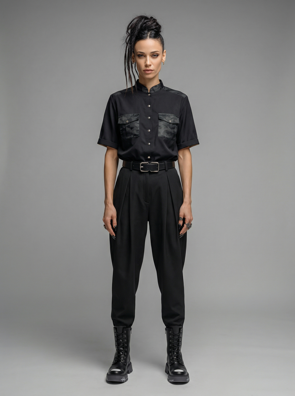 Рубашка для парикмахера Виктория с накладными карманами