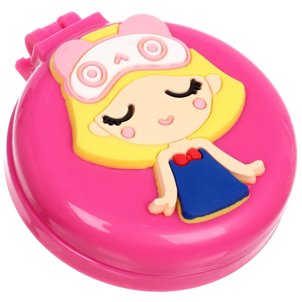 Расческа массажная детская складная «Barbariska», с зеркалом, стильная Аннет, разноцветные зубчики, цвет розовый, d-7см