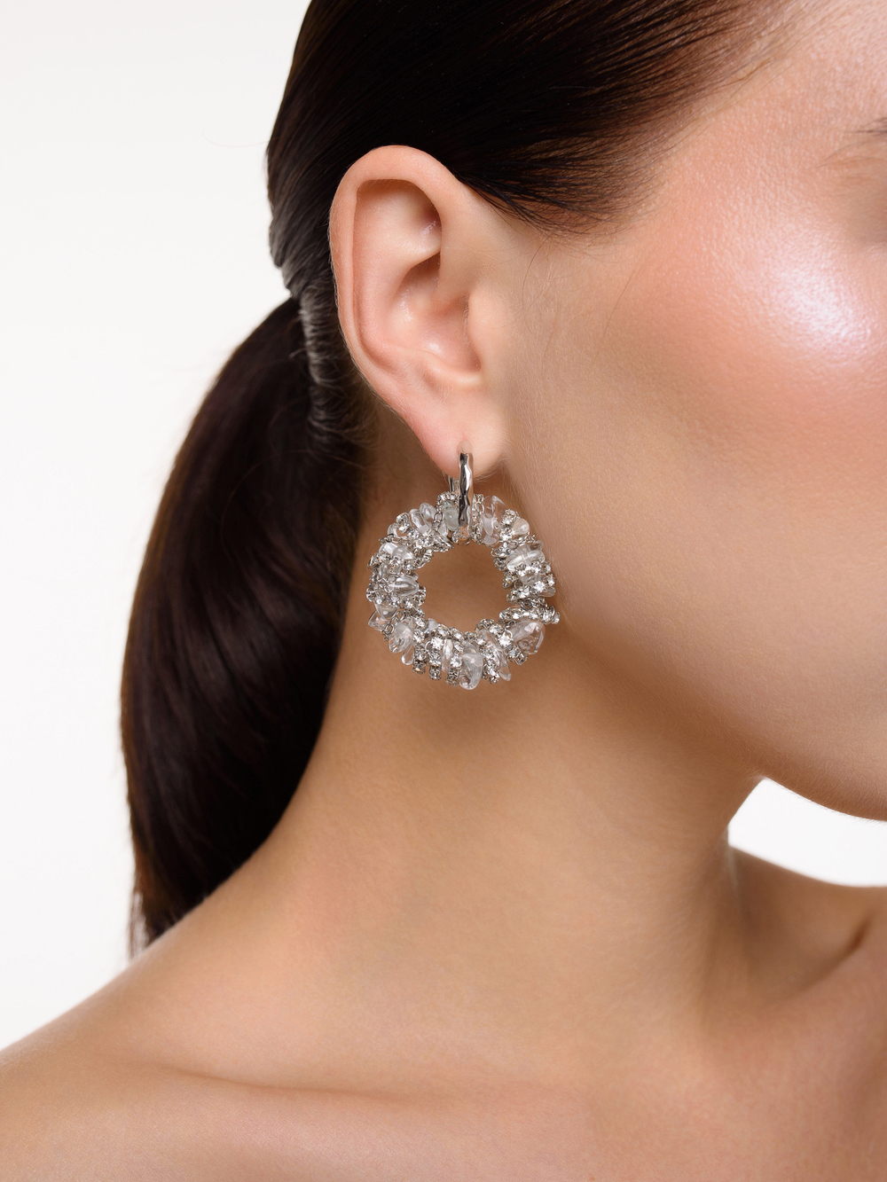 Серьги "Character" из горного хрусталя Silver