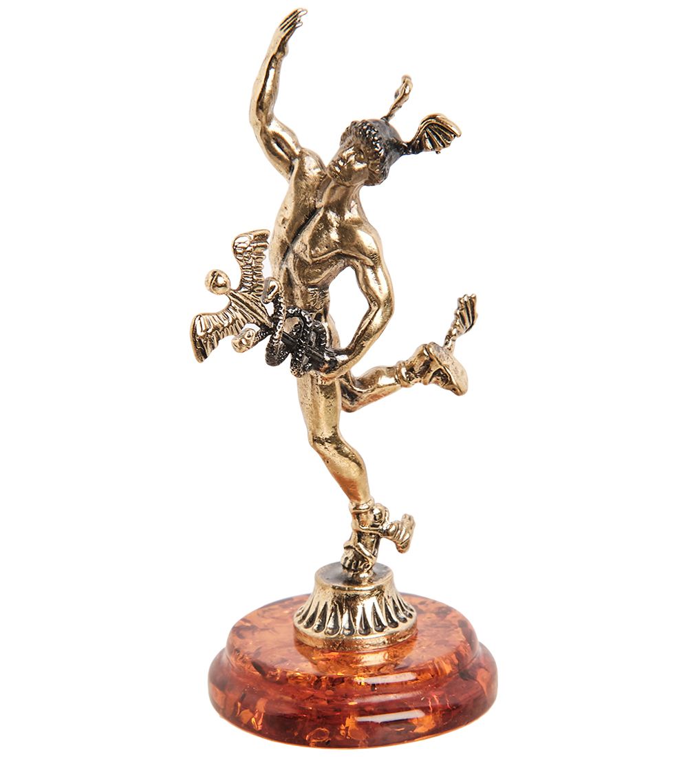 AM- 799 Фигурка «Бог торговли Меркурий» (латунь, янтарь)
