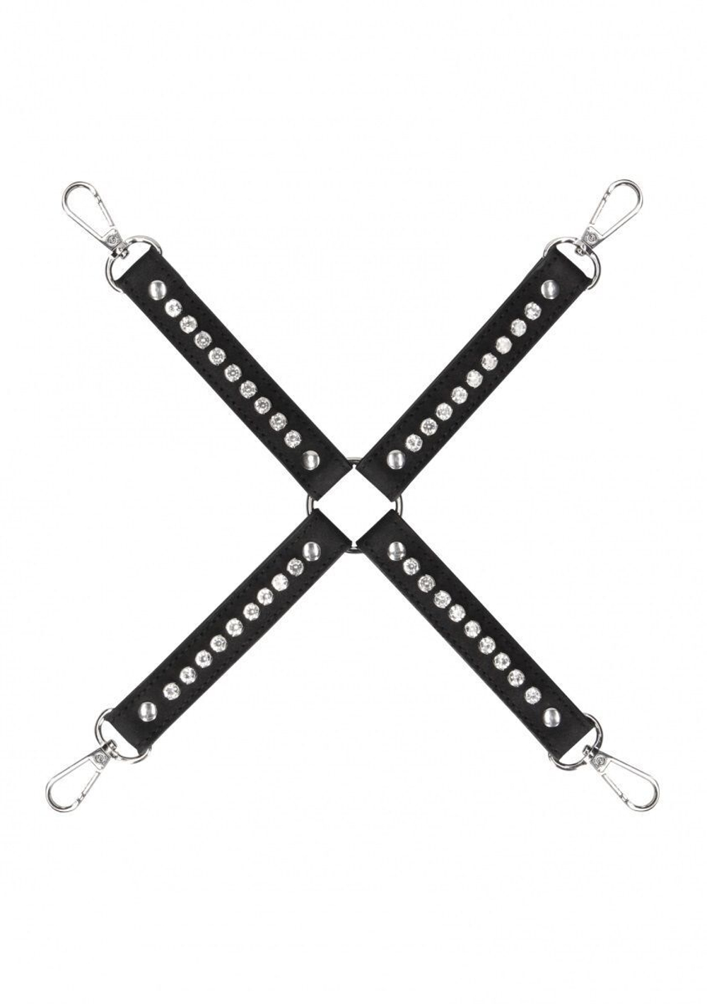 Черный крестообразный фиксатор Diamond Studded Hogtie (Цвет: черный)