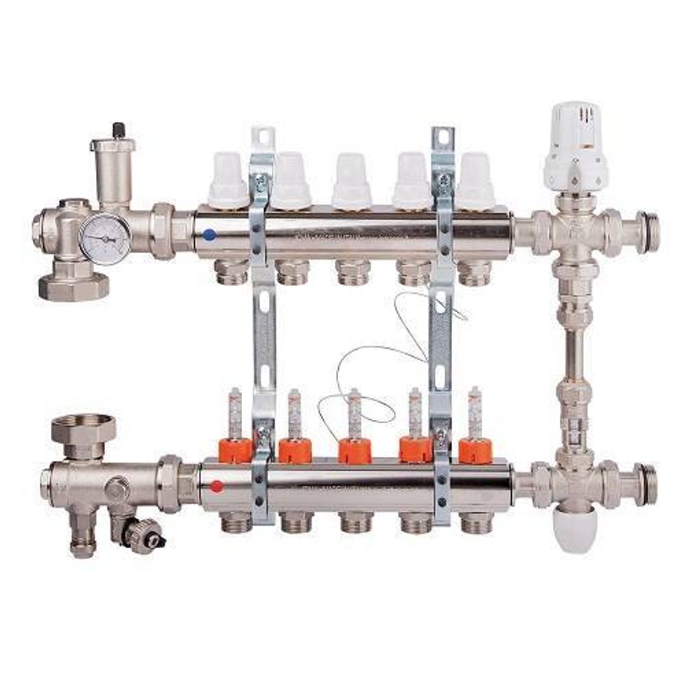 Коллекторная группа для теплого пола ICMA K0111 - 1* на 5 контуров 3/4*EK (со смесительным узлом)