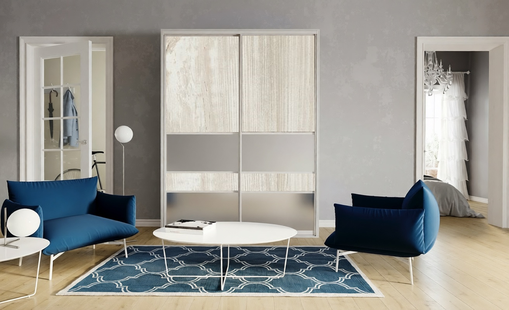 Дверь-купе ARISTO С, ЛДСП EGGER, профиль сатин молочный