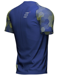 Футболка мужская теннисная Compressport Racing SS Tshirt - navy/flash yellow/prime rose