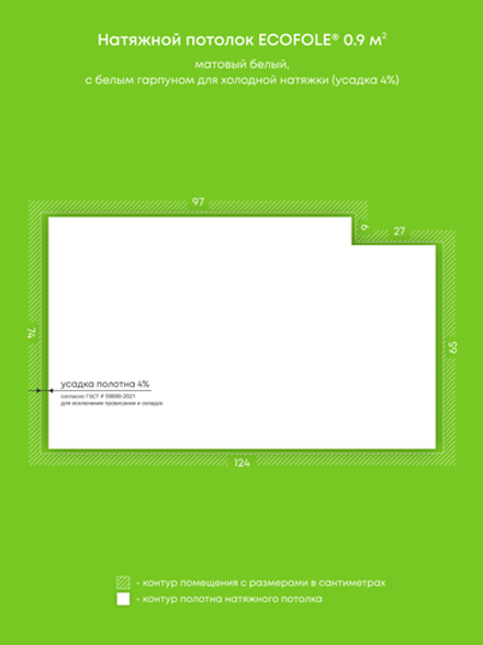 Матовый натяжной потолок 0.9 м2