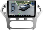 Магнитола для Ford Mondeo 4 2007-2010 (рамка серебро) - Teyes CC3-2K-360 на Android 10, 2K QLED, 6Гб+128Гб, CarPlay, 4G SIM-слот, 4 камеры в комплекте