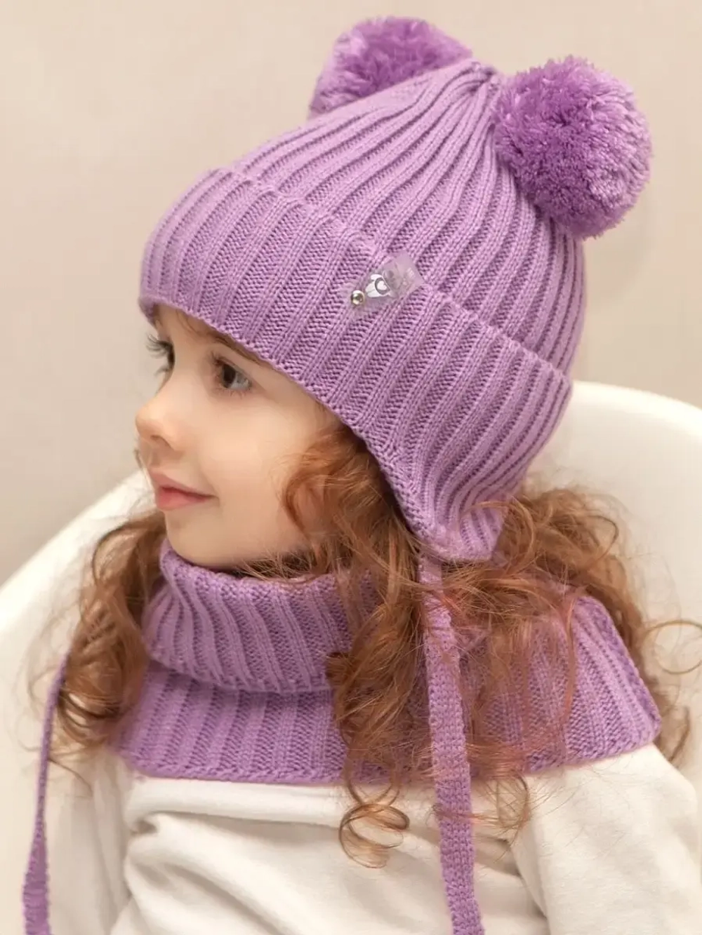 Шапка со снудом для девочки демисезонная