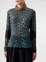 Лонгслив из сетки с леопардовым принтом OLA OLA