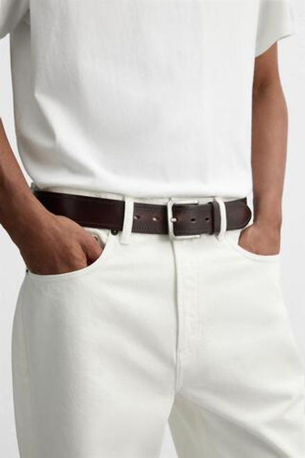 ZARA ШИРОКИЙ КОЖАНЫЙ РЕМЕНЬ, ТЕМНО-КОРИЧНЕВЫЙ