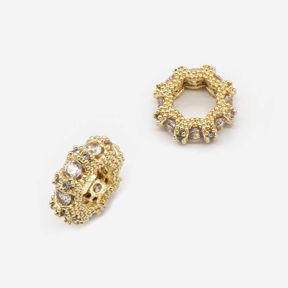 Разделитель 12,5*4мм, фианиты, позолота