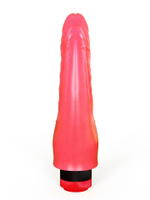 Двойной розовый вибромассажёр с шипами у основания - 17 см. (Цвет: розовый)