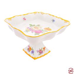 Салатник квадратный на ножке Queen's Crown Мейсенский букет 23см