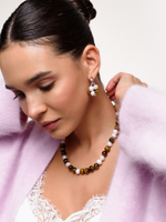 Серьги "Tiger's eye pearl berry" Silver