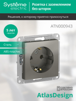 ATLASDESIGN РОЗЕТКА с заземлением, 16А, механизм, СТАЛЬ