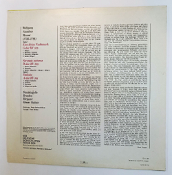 Винтажная виниловая пластинка LP W. A. Mozart В.А. Моцарт, Staatskapelle Dresden, Otmar Suitner Eine Kleine Nachtmusik G dur KV 525 Serenata Notturna D dur KV 239 Sinfonie A dur KV 201 (GDR 1970)