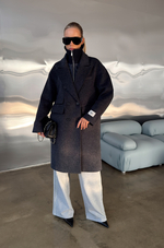 Пальто двубортное из шерсти с манишкой