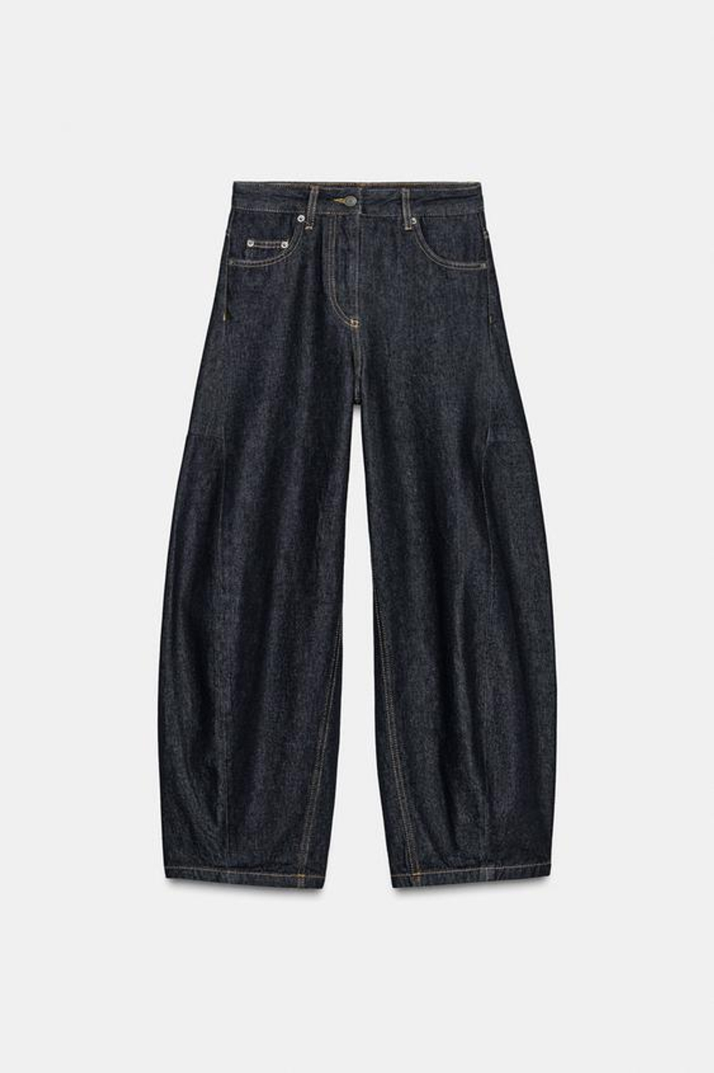 ZARA ДЖИНСЫ ZW COLLECTION ANKLE BALLOON СО СРЕДНЕЙ ПОСАДКОЙ, СИНИЙ