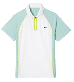Мужское поло теннисное Lacoste Tennis Recycled Polyester Polo Shirt with Ultra-Dry Technology - white/light grren/ yellow