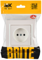 BRITE Розетка 1-местная без заземления без защитных шторок 10А в сб. РСР10-1-0-БрЖ жемчуг IEK