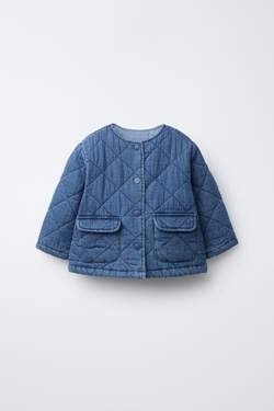 ZARA УТЕПЛЕННАЯ ДЖИНСОВАЯ КУРТКА, СИНИЙ