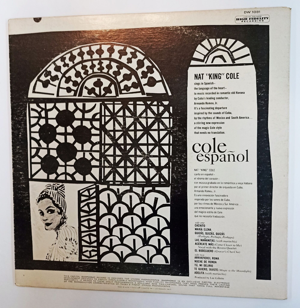 Винтажная виниловая пластинка LP Nat King Cole Cole Espanol (USA 1962)