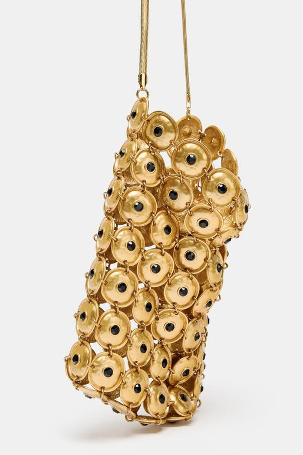 ZARA СУМКА-МЕШОК С МЕТАЛЛИЧЕСКИМИ ДЕТАЛЯМИ, ЗОЛОТИСТЫЙ