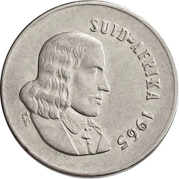 5 центов 1965 ЮАР, Надпись на языке африкаанс - "SUID-AFRIKA"