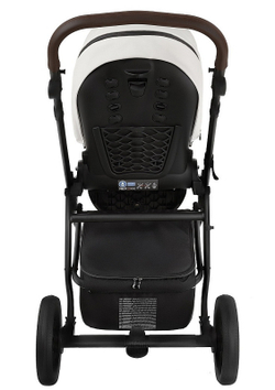 Детская коляска Roan Esso 2025 Кожа 3 в 1 с автокреслом Tutis Elo Lux Black ESSK/215/1 White/Black/руч.Тем.коричневый