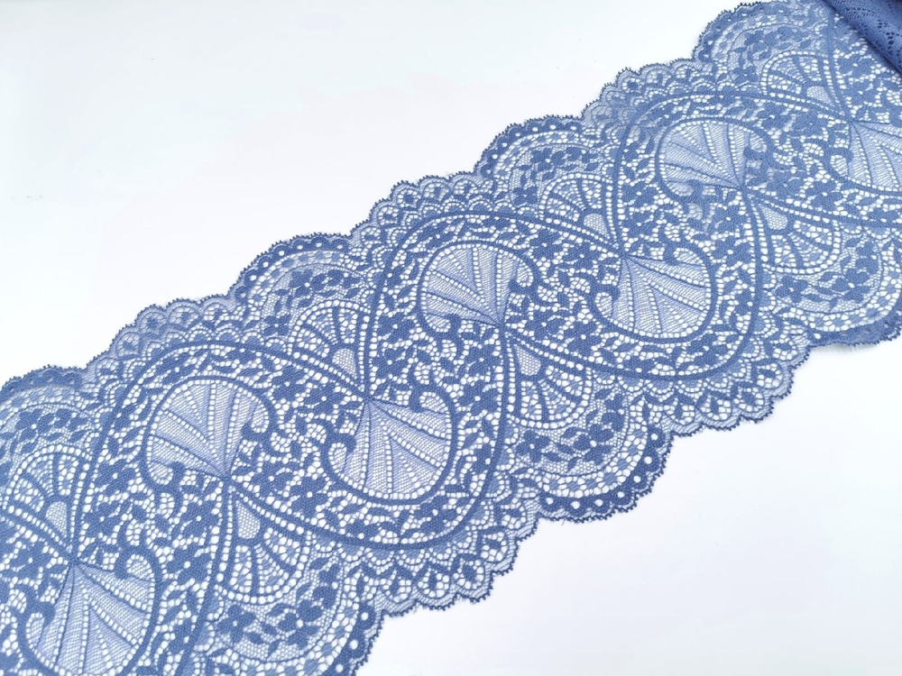 Эластичное кружево, 16,5 см, серо-синее, (Арт: EK-2605), м