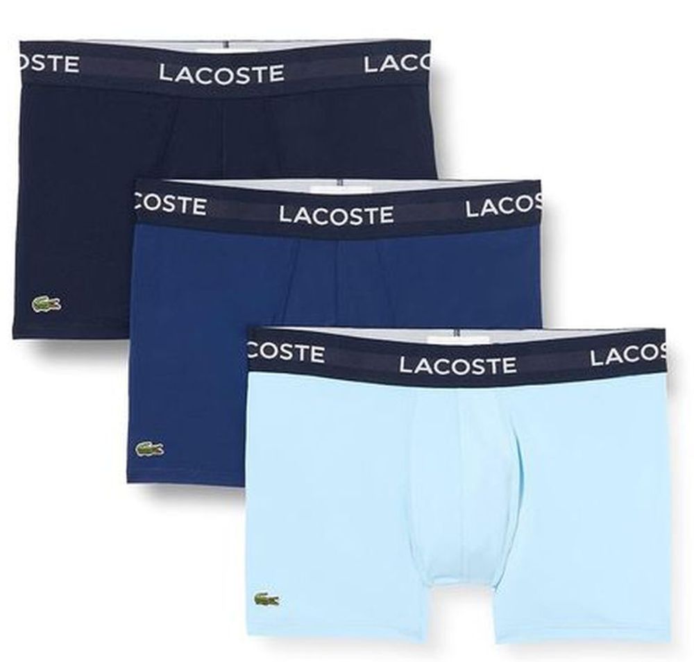 Мужские боксеры спортивные Lacoste Microfiber Trunk 3P - navy blue/blue