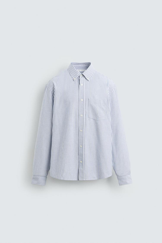 ZARA РУБАШКА ОКСФОРД, БЕЛЫЙ/НЕБЕСНО-ГОЛУБОЙ