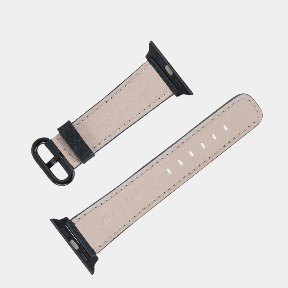 Ремешок для Apple Watch 40/41/42 mm из кожи аллигатора,темно-синего цвета