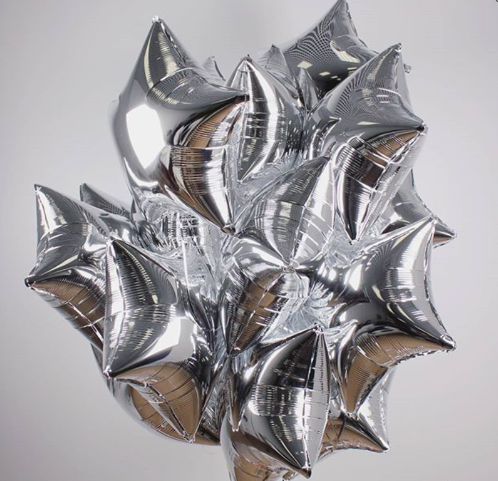 Шар (18" /46 см) Звезда, Серебро 1 шт.